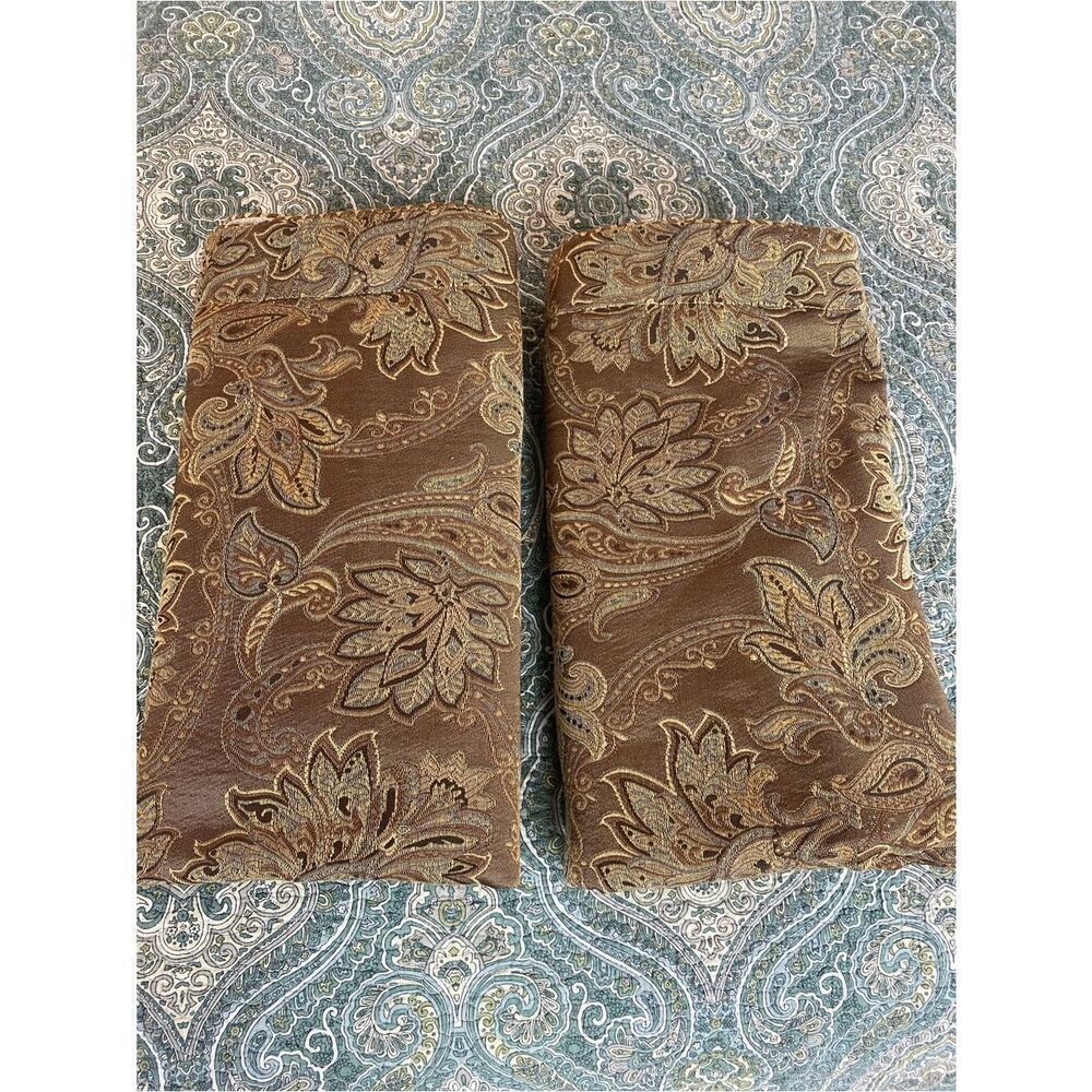 Croscill Gold and Brown Damask Decorative Pillow Cover - Picture 2 of 9